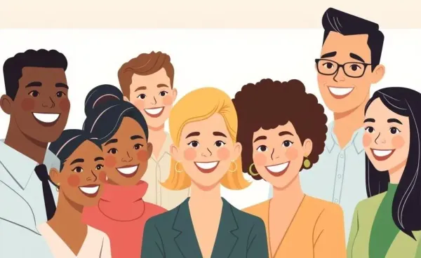 A diverse group of people investing happily in index funds.