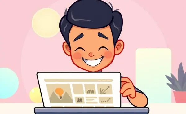 A cartoon of a person looking at their investment portfolio on a laptop