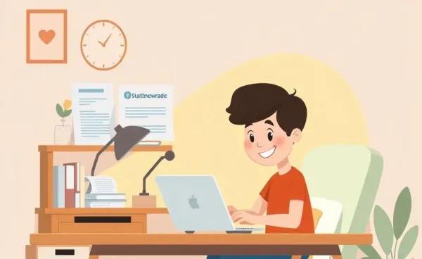 Person studying health insurance options on a laptop at a cozy desk