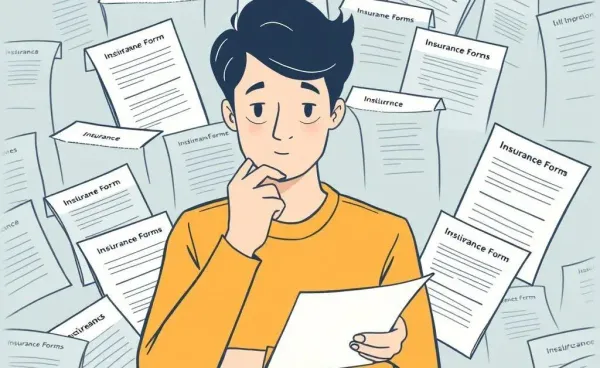 Person navigating through a maze of health insurance forms