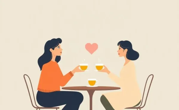 Two friends having a heartfelt conversation over tea