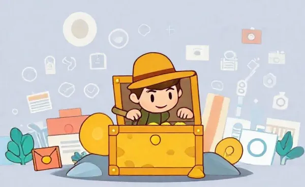 Illustration of a person discovering hidden business opportunities represented by a treasure chest.