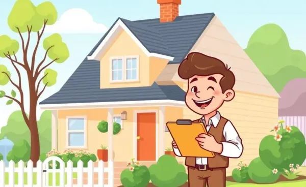 Home claims adjuster inspecting a house with a clipboard.