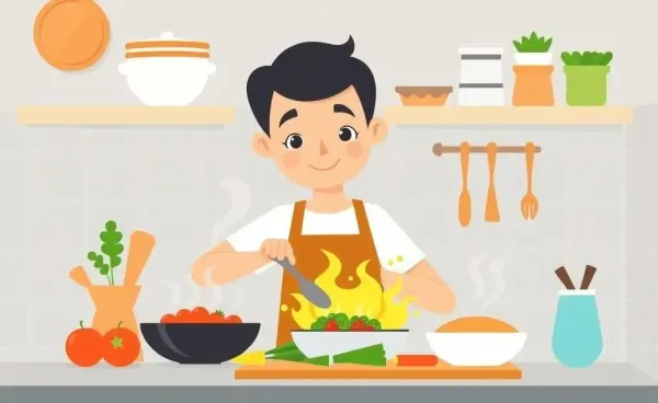 Person cooking a delicious meal in a kitchen