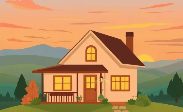 Illustration of a cozy home emanating warmth and emotion