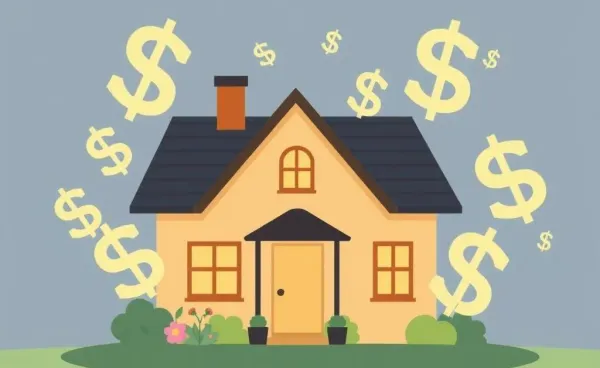 Cozy home with swirling dollar signs representing insurance costs