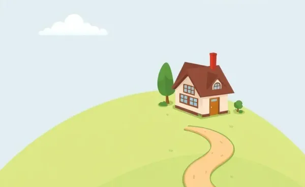 Illustration of a winding path leading to a new house