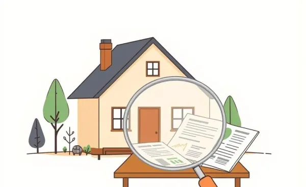 Home with a magnifying glass focused on financial paperwork