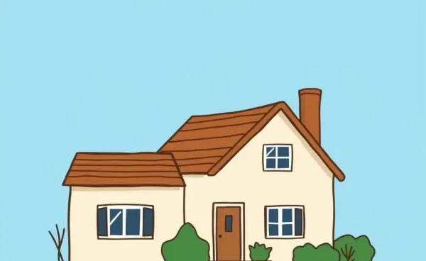 Illustration of a home with a repaired roof