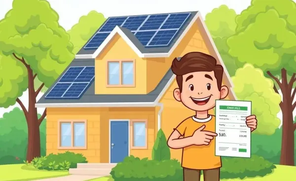 Homeowner celebrating energy savings with solar panels
