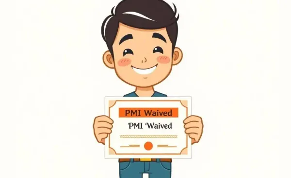Happy homeowner holding a PMI waived document