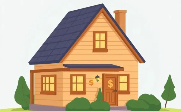 A cozy house with dollar signs suggesting investment potential