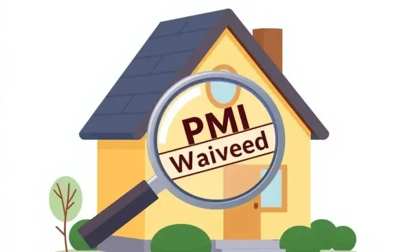Illustration of a house with 'PMI Waived' stamp