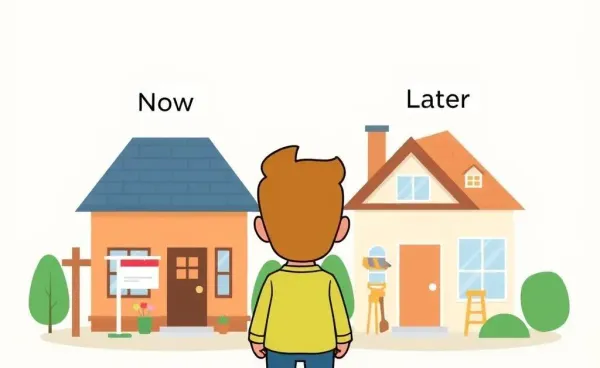 A person deciding between upgrading homes now or later