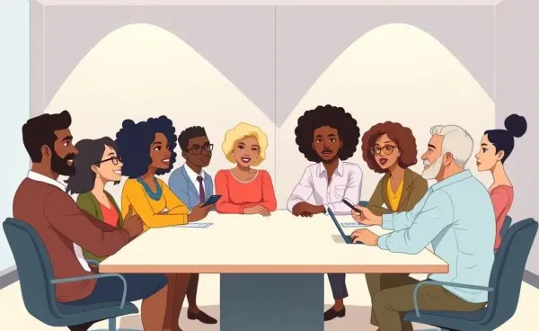 People discussing housing policies around a table