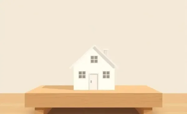 Illustration of a housing market represented by a house of cards on a table.