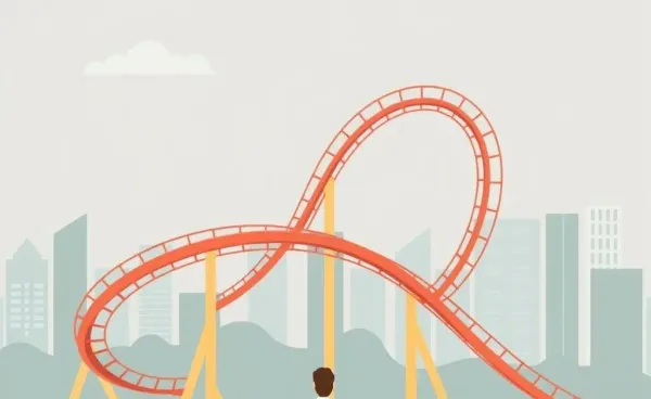 A rollercoaster symbolizing housing market highs and lows