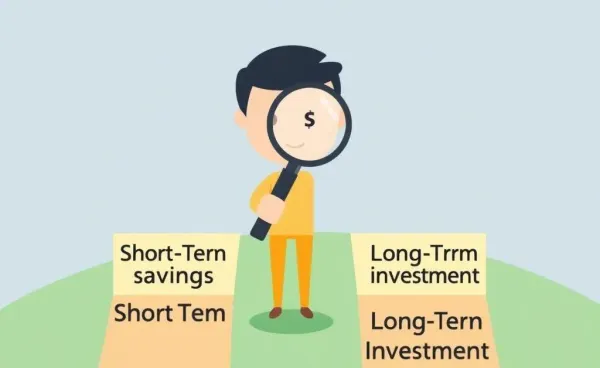 Illustration showing choices: Short-Term Savings vs Long-Term Investment