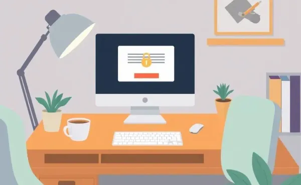 A home office setting illustrating identity protection.