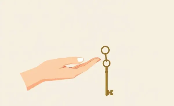 Hands passing an heirloom key, symbolizing inheritance