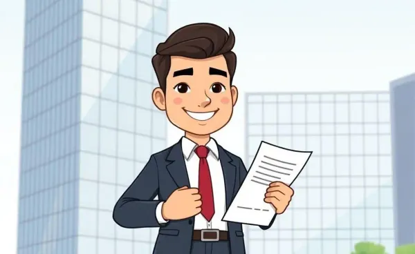 Cartoon illustration of an insurance agent at work