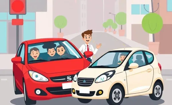 A friendly insurance agent helping drivers after a small car accident