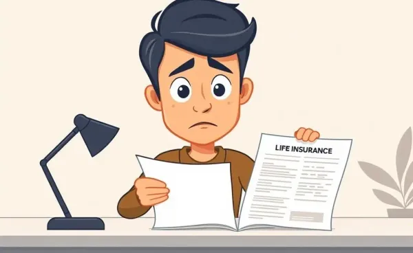A puzzled person looking at a life insurance application form