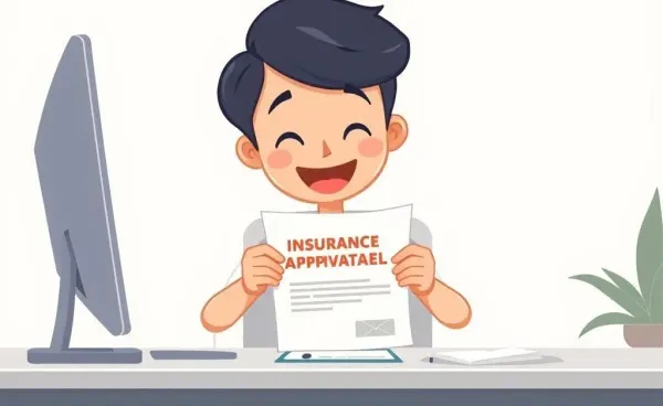 Person happily opening an insurance approval letter at a desk
