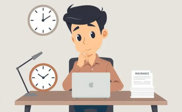Person contemplating insurance claims with a clock