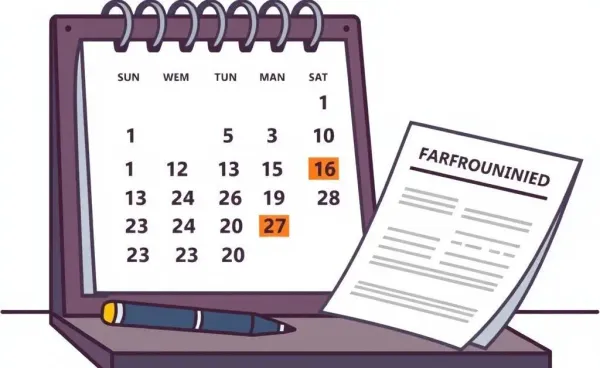 A calendar with marked dates and insurance forms on a desk