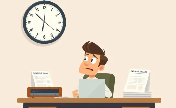 Person looking at a clock and insurance documents