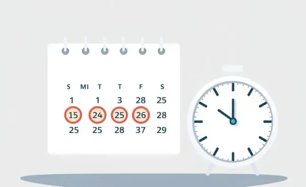 Calendar and clock depicting an insurance claim timeline