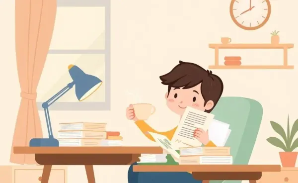 A person sitting at a desk, sorting insurance papers