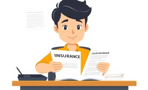 Person reviewing insurance documents with a smile.