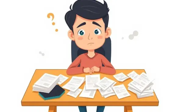 Person thoughtfully reviewing insurance paperwork at a desk