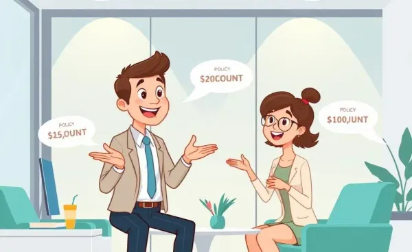 An insurance agent explaining policy discounts to a client.