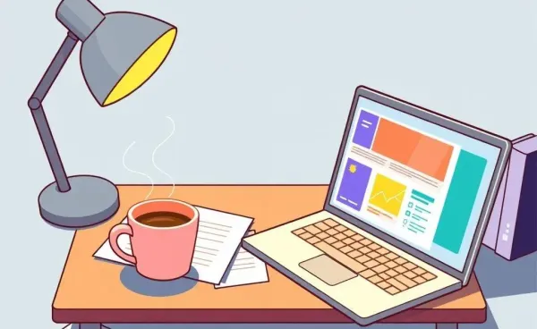 A cartoon image of a study desk setup for an insurance exam