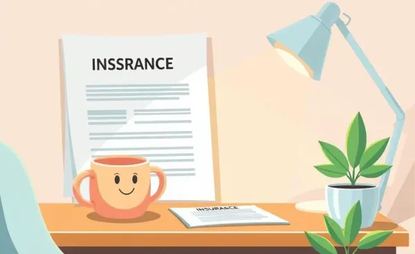 Cozy desk with insurance documents and a coffee mug
