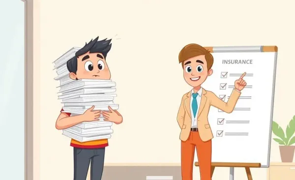 A person holding insurance documents while an advisor explains a checklist
