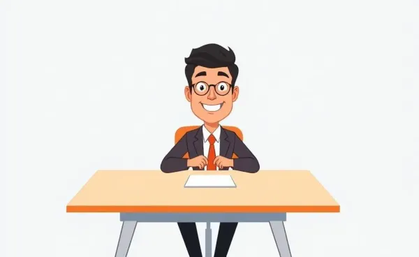 A cartoon depicting a person confidently answering interview questions.