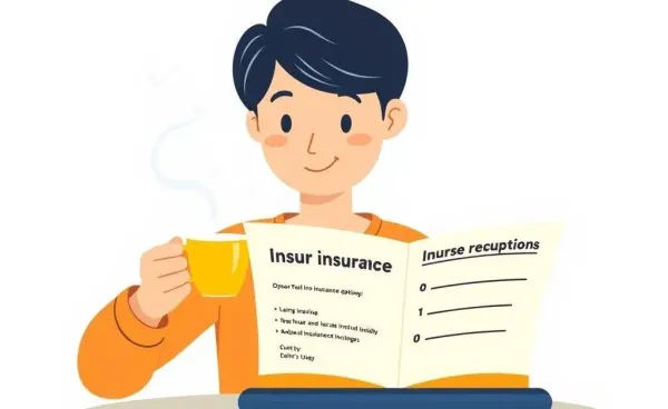 Illustration of a person learning about insurance options on a laptop