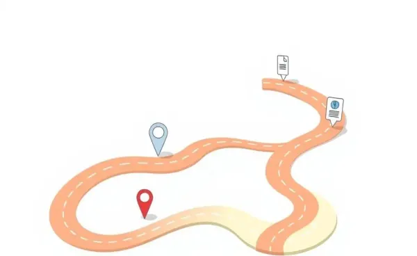 Cartoon-style road map for insurance marketing strategies