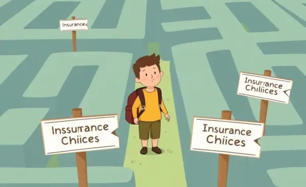 Illustration of a person navigating an insurance maze.