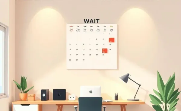 A cozy office setting with a focus on waiting, illustrating delayed communication.
