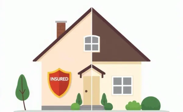 Illustration of a house split into insured and uninsured sections