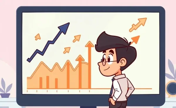 Person analyzing financial charts with arrows showing interest rate changes