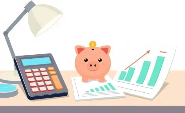 Illustration of financial planning with a calculator and charts