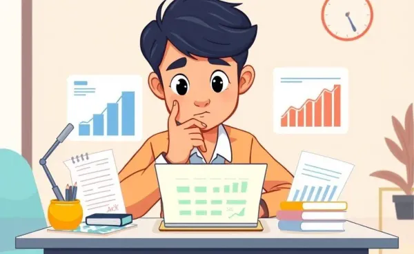 Person looking at financial planner with charts and notes