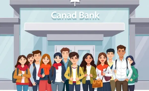 International students outside a Canadian bank