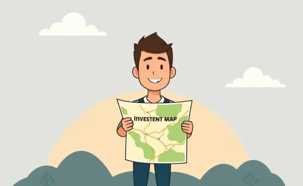 Person at crossroads with an investment map